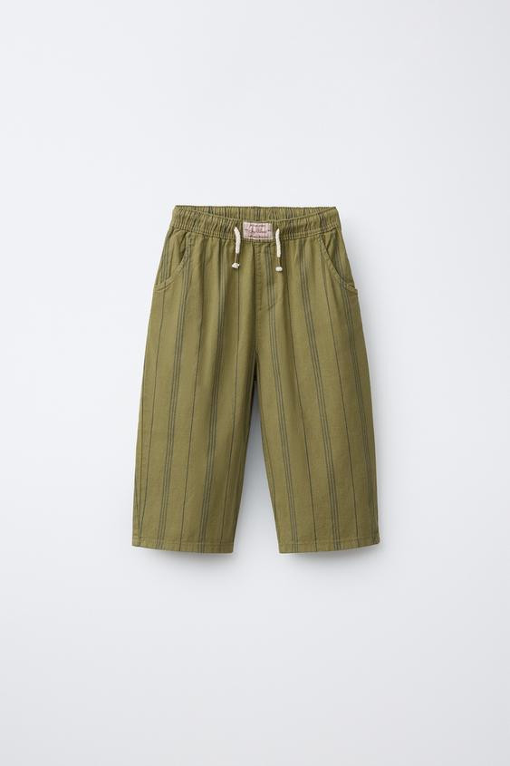 STRIPED COTTON LINEN PANTS | Zara US