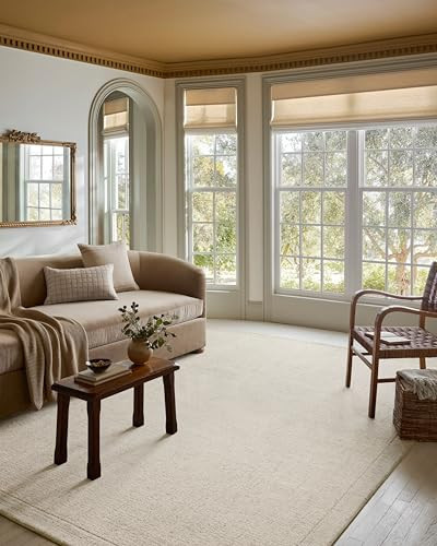 Loloi Magnolia Home by Joanna Gaines Henley Collection HNY-01 Ivory/Smoke 7'-9" x 9'-9" Area Rug | Amazon (US)