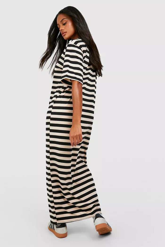 Oversized Striped T-shirt Maxi Dress | Boohoo.com (UK & IE)