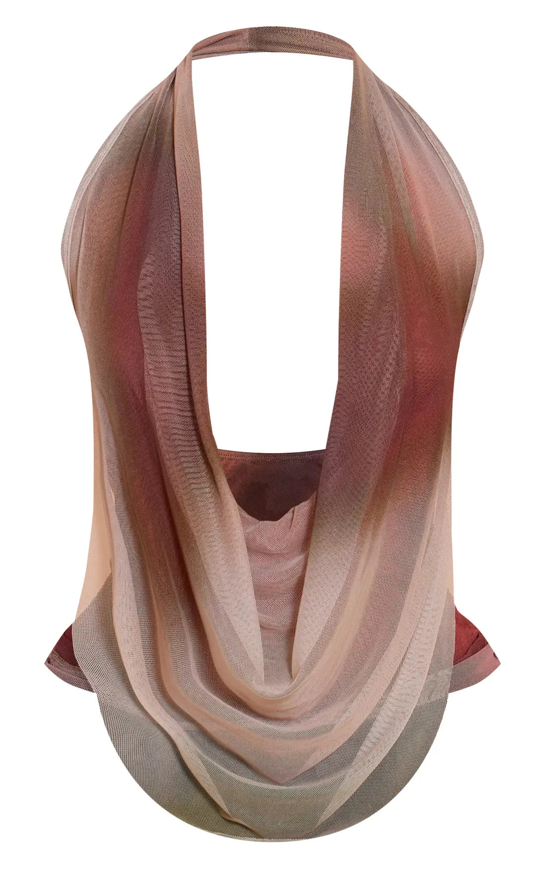 Multi Mesh Printed Halter Neck Top | PrettyLittleThing USA | PrettyLittleThing US