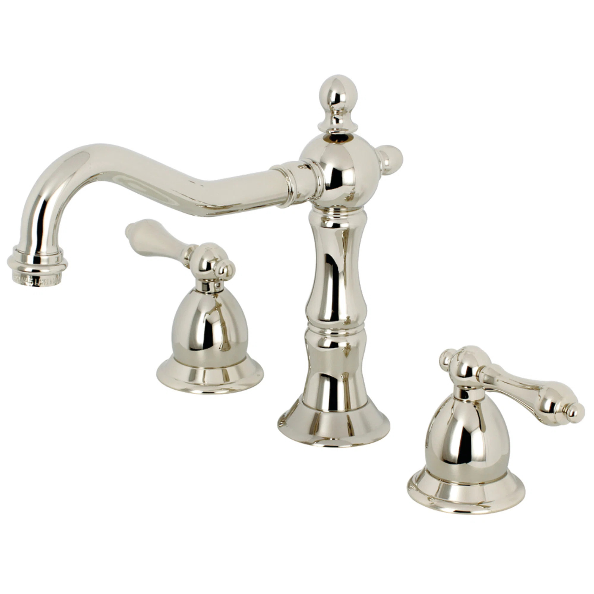 Kingston Brass Heritage Two-Handle 3-Hole Deck Mount Widespread Bathroom Faucet with Brass Pop-Up Drain | Wayfair North America