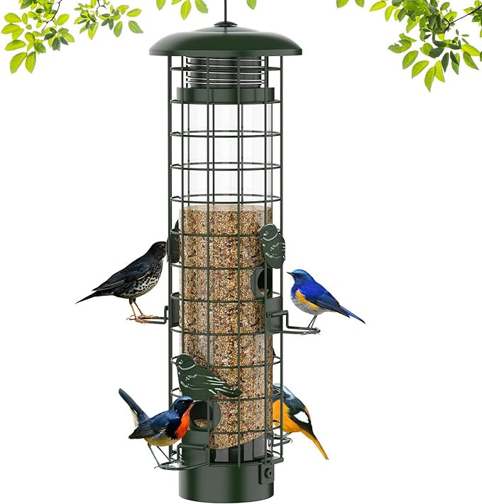 Squirrel Proof Bird Feeder,Metal Mesh Bird Feeders for Outdoors Hanging,Gravity Protection Squirr... | Amazon (US)