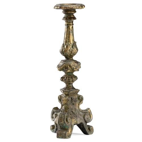 Orin French Country Antique Gold Cast Composite Ornate Candlestick Candleholder | Kathy Kuo Home