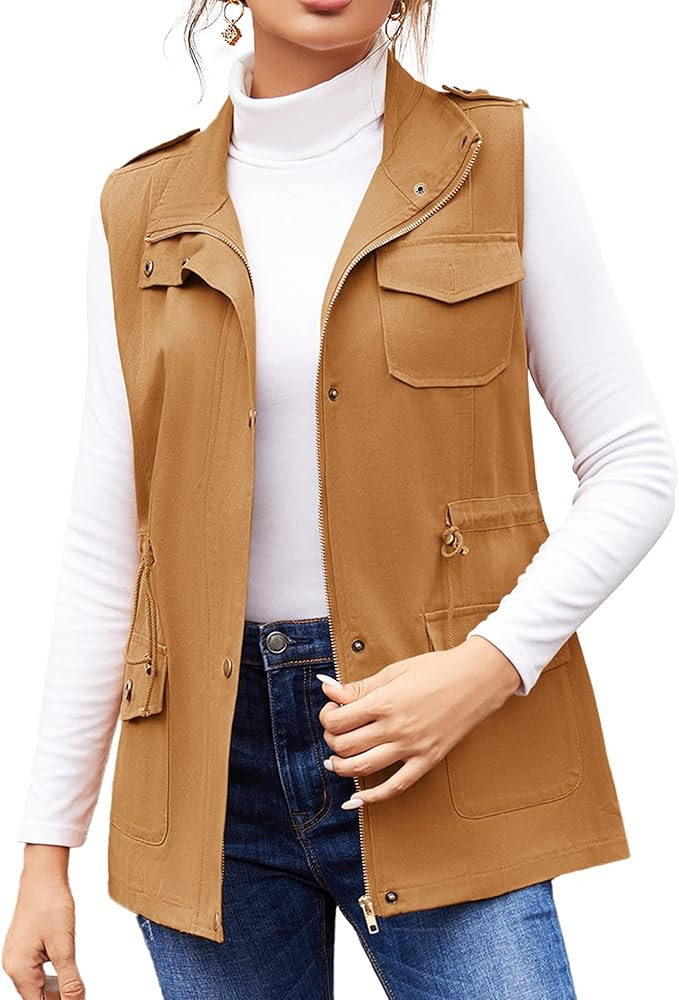 Beyove Womens Lightweight Sleeveless Military Anorak Cargo Vest No Hood | Amazon (US)
