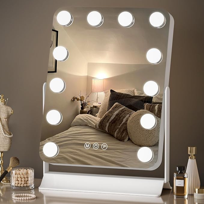 Hollywood Vanity Mirror - LED Lighted Makeup Mirror with 12 Dimmable Bulbs for Dressing Room & Be... | Amazon (UK)