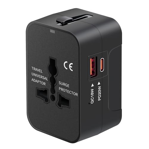 Travel Adapter USB C, Universal All in One Worldwide Travel Adapter Fast Charge GaN PD3.0 Type C USB-A Quick Charging Ports Power Converters Wall Charger AC Power Plug Adapter for USA EU UK AUS Black | Amazon (US)