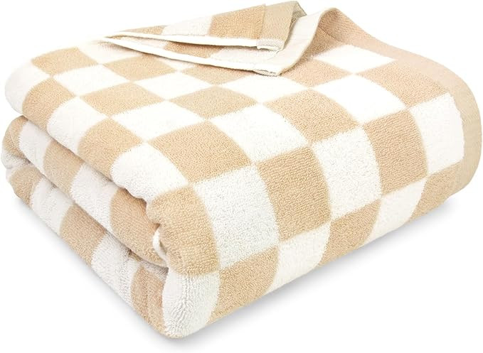 Checkered Beach Towel Sand, Large 35" x 70" for Adults Men Women, Cotton Absorbent Quick Dry Funn... | Amazon (US)
