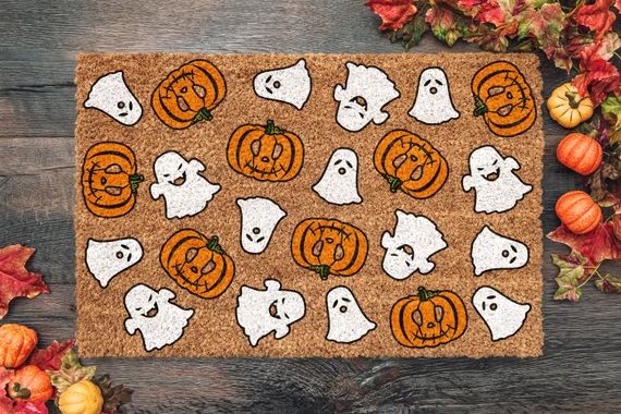 Halloween Ghosts Pumpkins Coir Door Mat Welcome Mat Front - Etsy | Etsy (US)