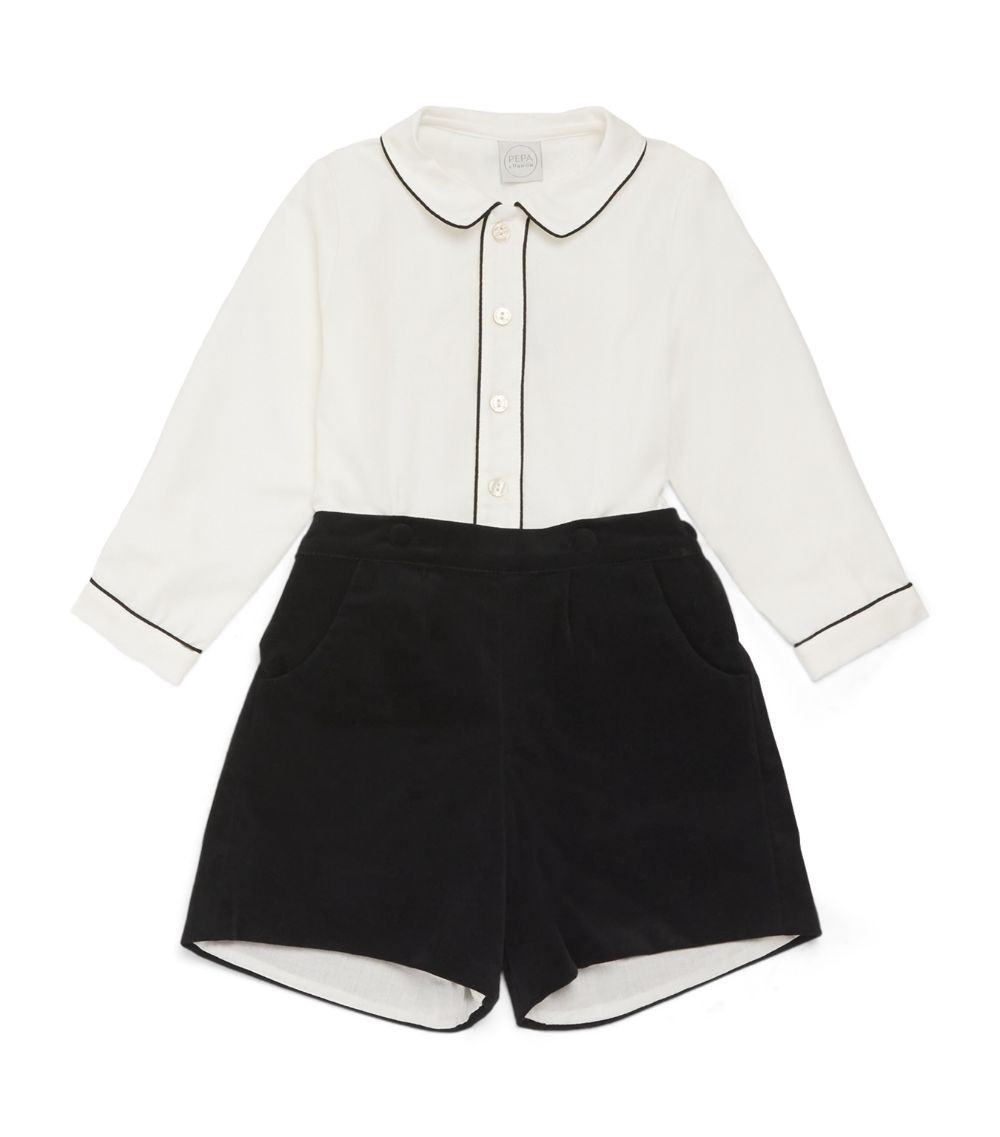 Velvet-Trim Shirt and Shorts Set (18 Months) | Harrods