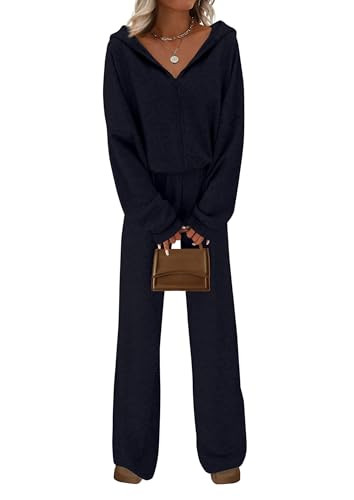 PRETTYGARDEN Women's 2 Piece Fall Lounge Sets 2025 Zip Up Hoodie Wide Leg Pants Tracksuit Matchin... | Amazon (US)