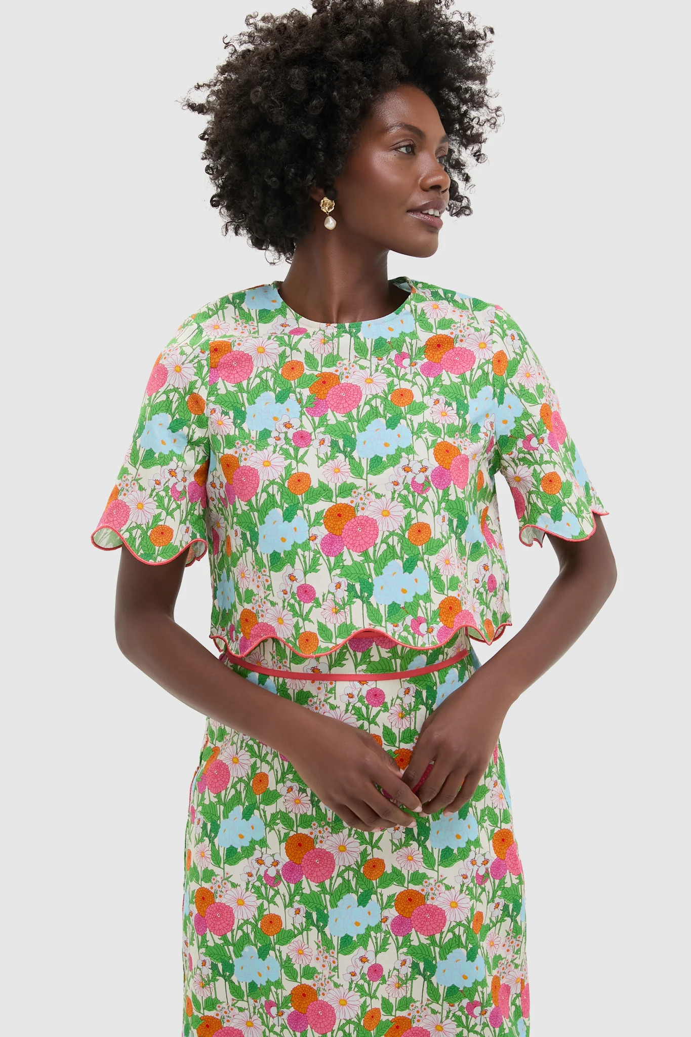 Multi Green Begonia Floral Ezra Blouse | Tuckernuck (US)