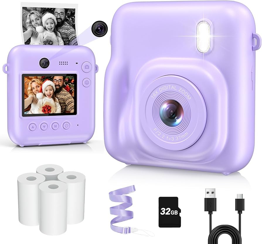 Kids Camera Instant Print, Dual-Lens 48MP Digital Camera for Christmas Birthday Gifts, 1080P Self... | Amazon (US)