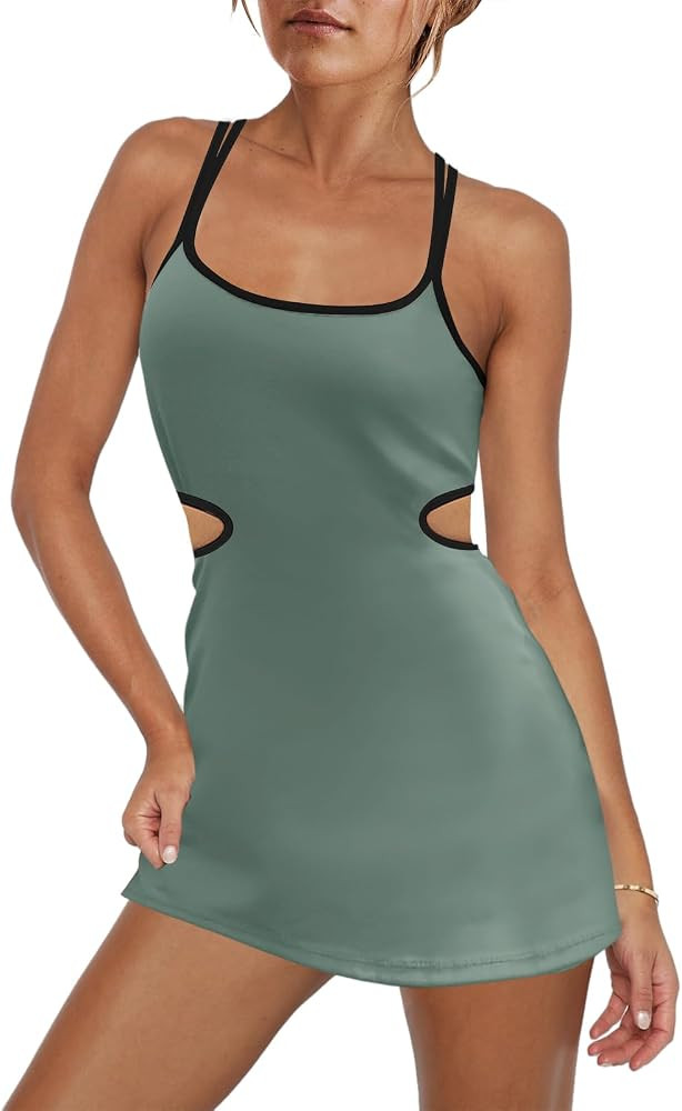 LAMISSCHE Womens Tennis Dress Built in Bra and Shorts Athletic Golf Mini Dress Backless Cut Out O... | Amazon (US)