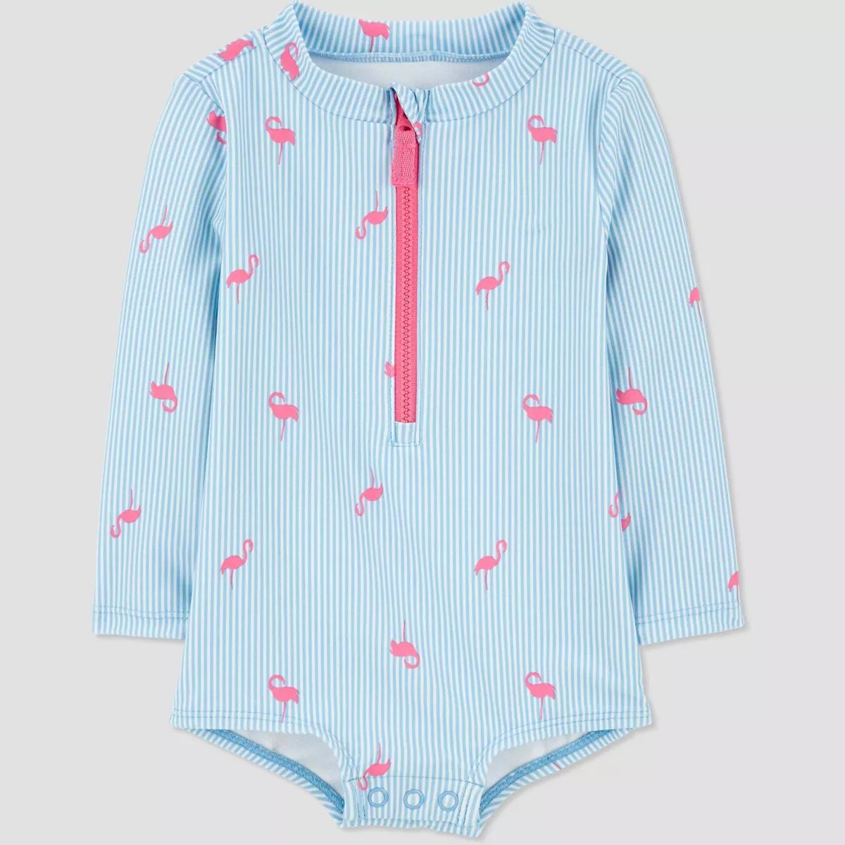 Carter's Just One You®️ Baby Girls' Long Sleeve Striped Flamingo Printed One Piece Swimsuit - ... | Target