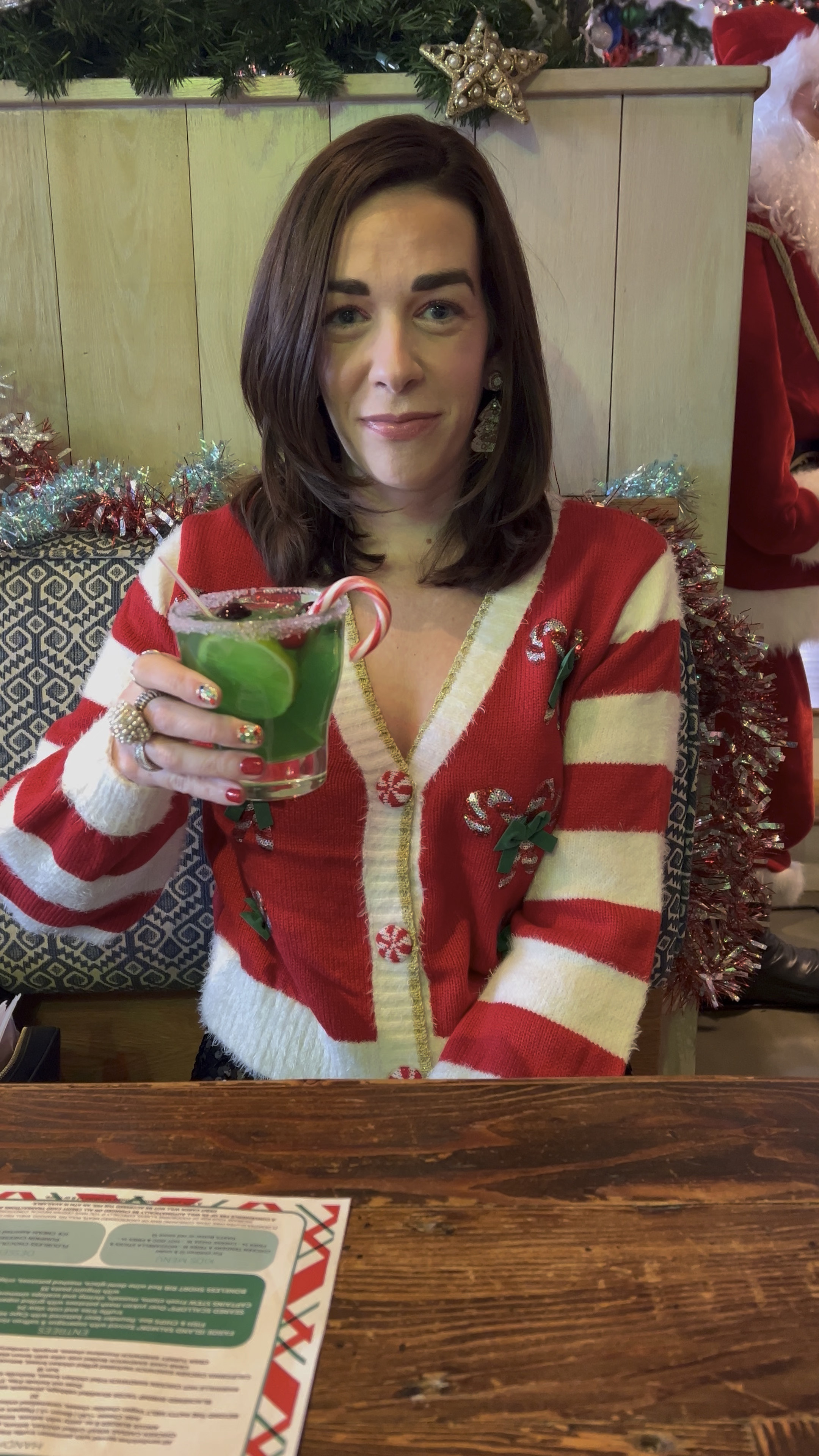 Candy cane striped cardigan (small). #cardigan #sweater #stripedcardigan #winteroutfits #earrings #candycanecardigan #winteroutfit #christmastreeearrings 
Winter Outfit 

#LTKSeasonal #LTKFindsUnder100 #LTKStyleTip