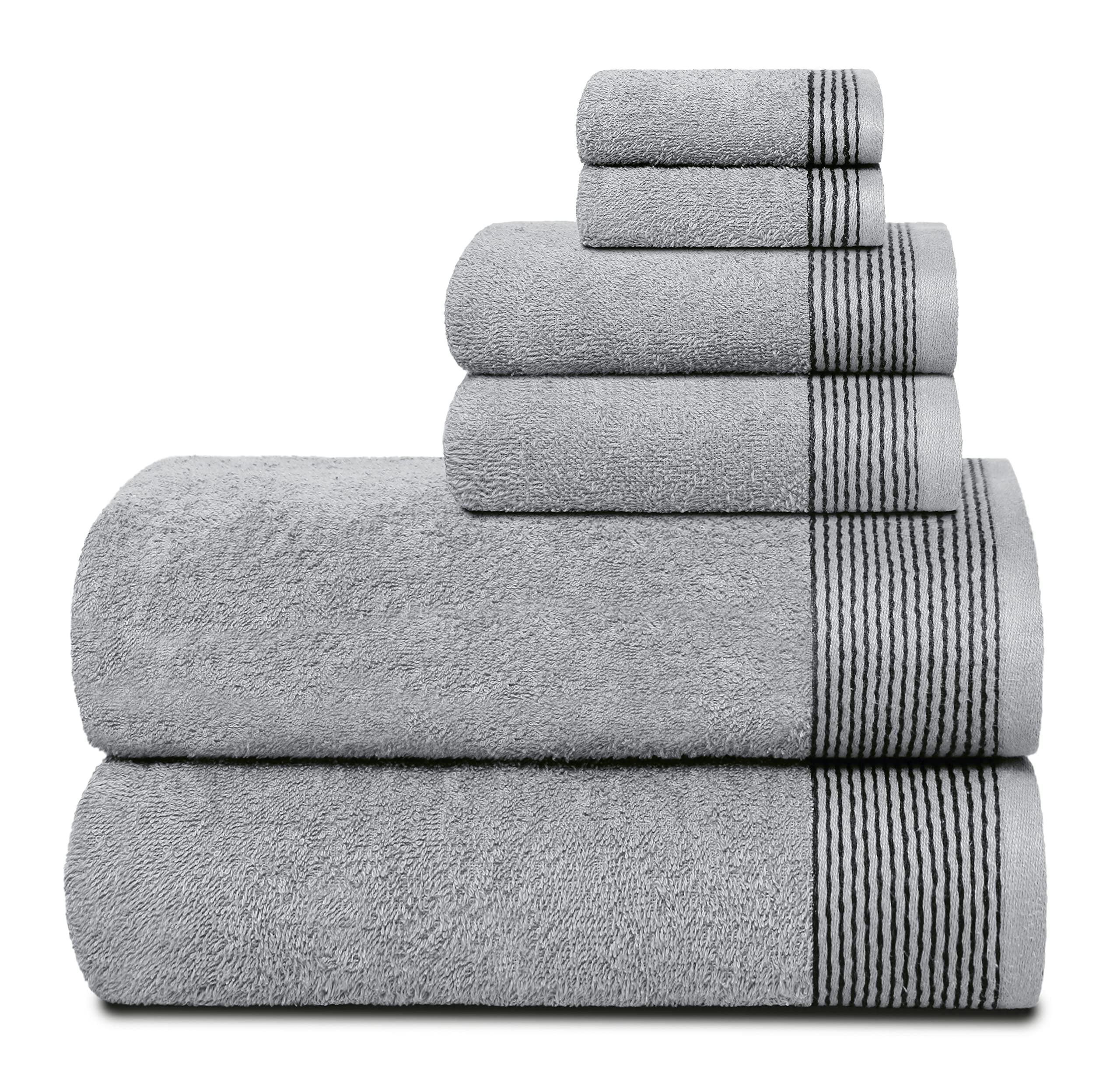 GLAMBURG Ultra Soft 6 Pack Cotton Towel Set, Contains 2 Bath Towels 28x55 inch, 2 Hand Towels 16x... | Walmart (US)