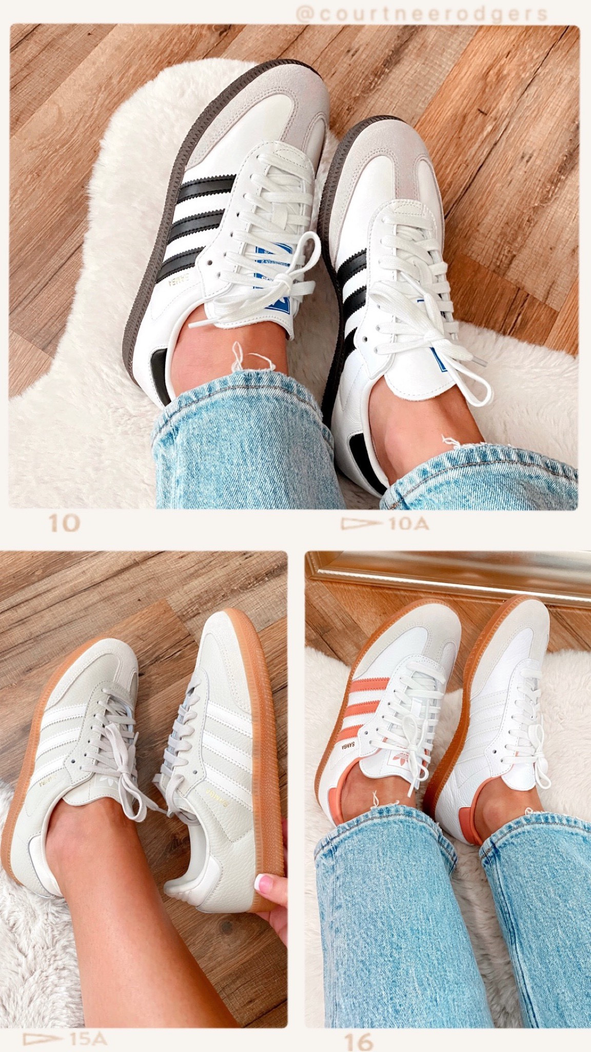 Adidas samba available in NEW COLORS! 🩷 I have size 7 in the women’s pink + new tan pair(normally 7.5) —I have the black and white in a M6/W7–just ordered the new tan in a W7

My true size is a size 7.5–(I wear a size W7 in adidas because I wear a 1/2 smaller in all Adidas)

Adidas samba, best seller, sneakers, adidas sneakers 


#LTKunder100 #LTKshoecrush #LTKsalealert