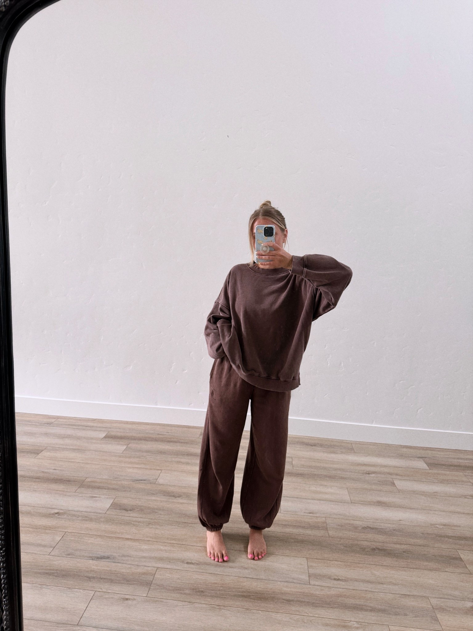 medium in sweats
large in sweatshirt