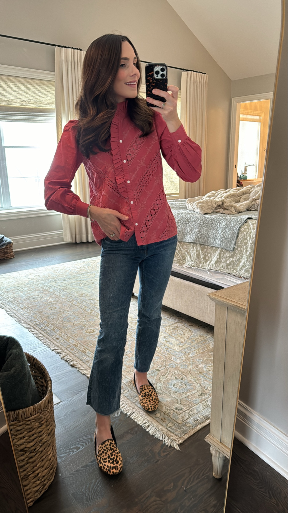 Raspberry pink top with the prettiest eyelet and ruffle details! 

#LTKshoecrush #LTKstyletip