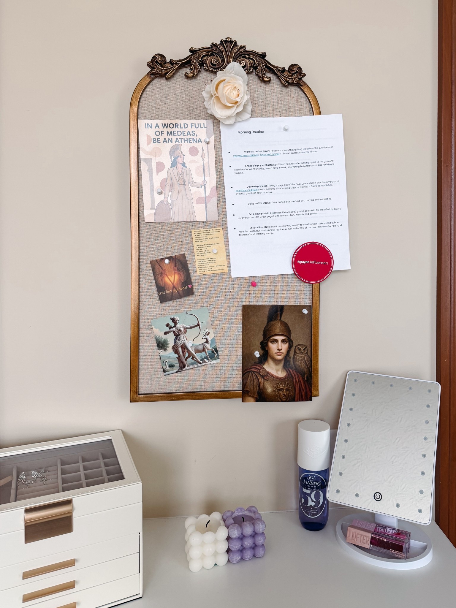 Upgrade your morning routine with this gorgeous pinboard and vanity mirror 🌸✨ Check out my favorite products for a stylish and efficient setup! #PinBoard #HomeDecor #NewYearReset

#LTKFindsUnder100 #LTKGiftGuide #LTKHome