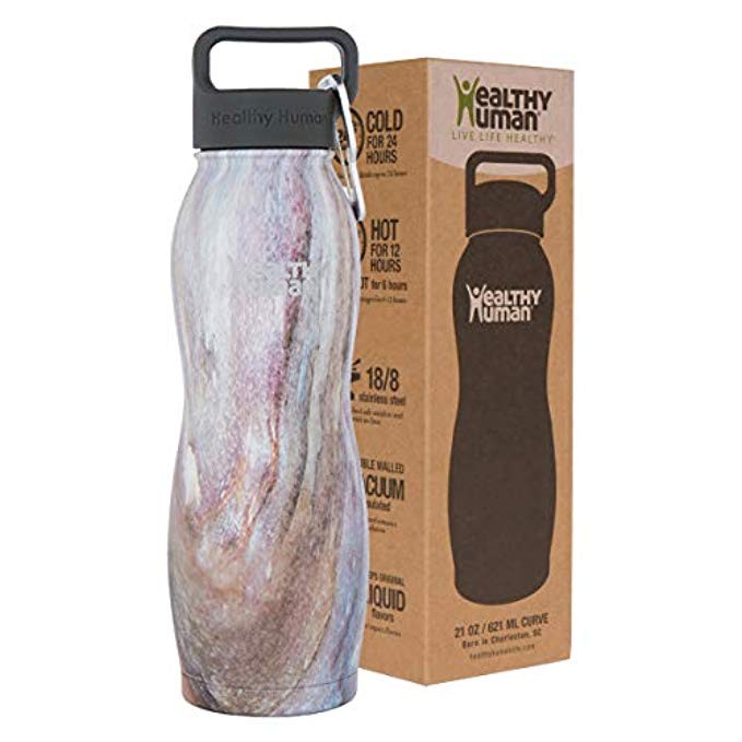 Healthy Human Insulated Stainless Steel Water Bottle Curve - Cold 24 Hours/Hot 12 Hours - Double Wal | Amazon (US)