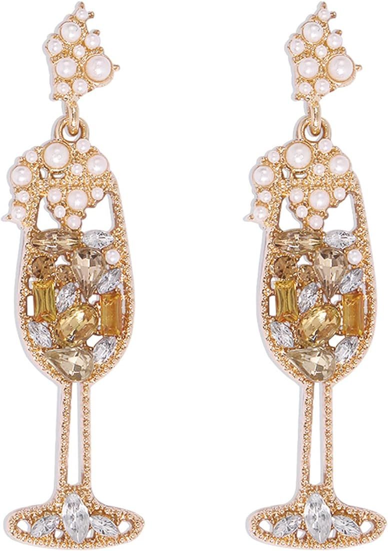 Champagne Earrings for Women Girls Beaded Champagne Bottle Earrings Margarita Earrings Tequila Ea... | Amazon (US)