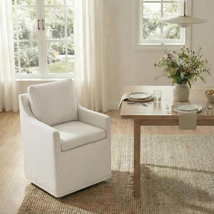 KISLOT Upholstered Dining Chairs Set of 1, Modern Dining Room Chairs with Casters & Washable Cove... | Amazon (US)