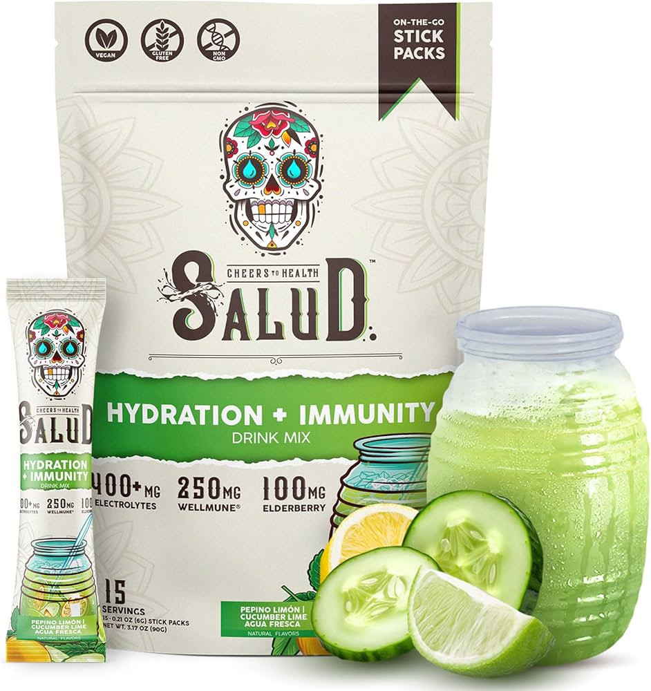 Salud 2-in-1 Hydration Packets + Immunity Electrolytes Powder, Cucumber Lime - Agua Fresca Drink ... | Amazon (US)