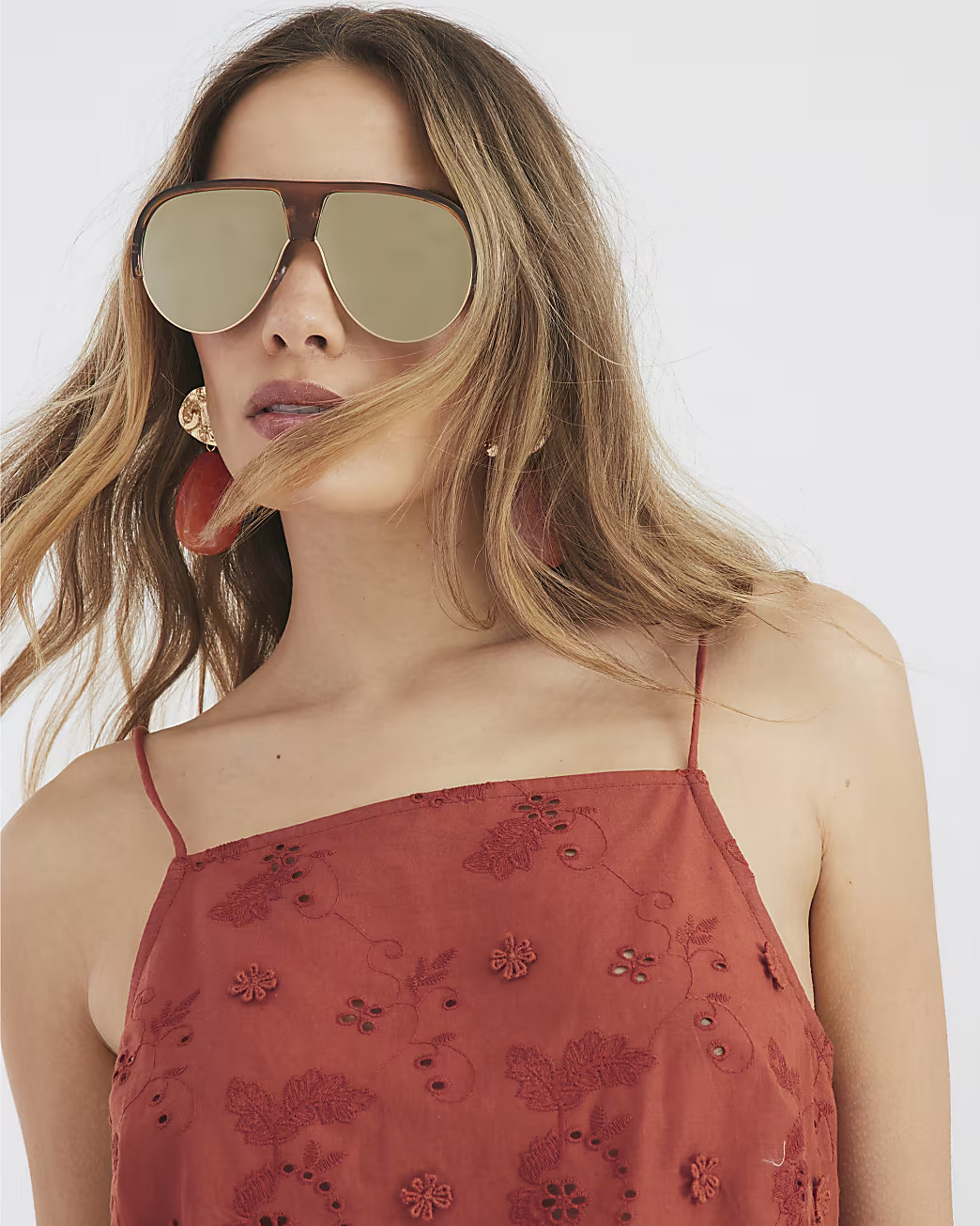 Brown Oversized Aviator Sunglasses | River Island UK & IE