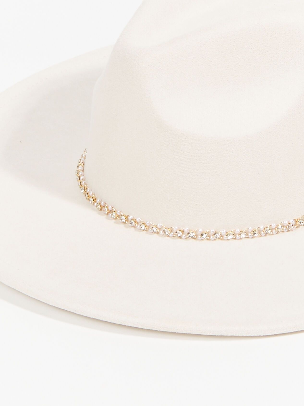 Pearl and Crystal Trim Suede Hat | Altar'd State