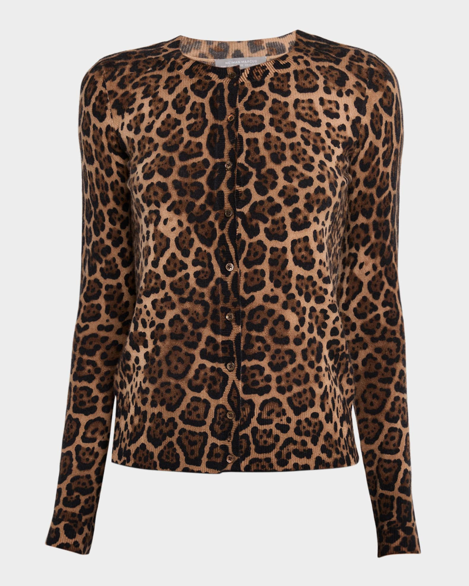 Cashmere Jaguar-Print Cardigan | Neiman Marcus
