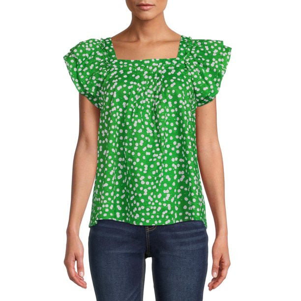 The Get Women's Pleated Ruffle Top | Walmart (US)