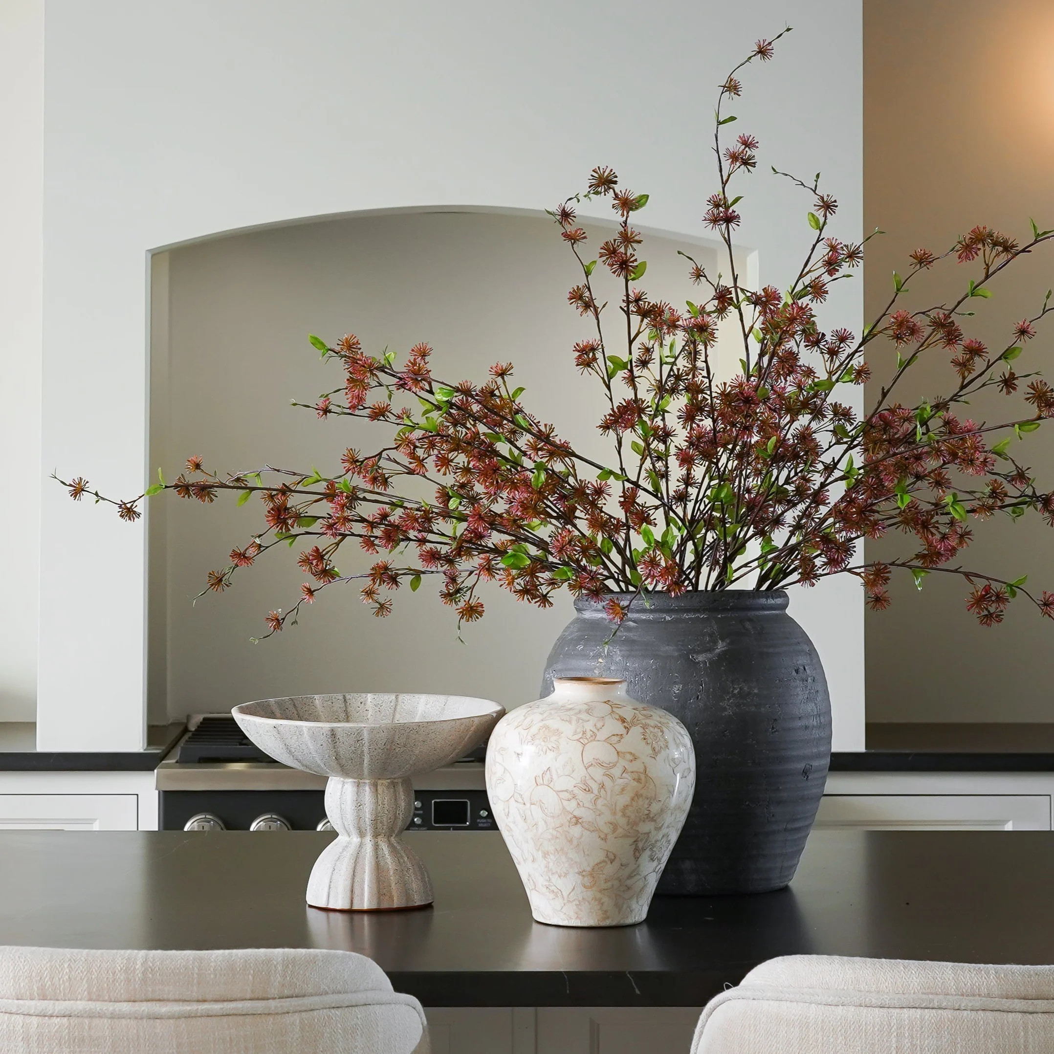 Debossed Stoneware Footed Bowl | MJHome