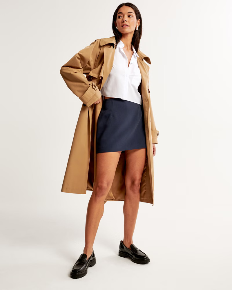 Long-Sleeve Cropped Cotton-Blend Shirt | Abercrombie & Fitch (US)