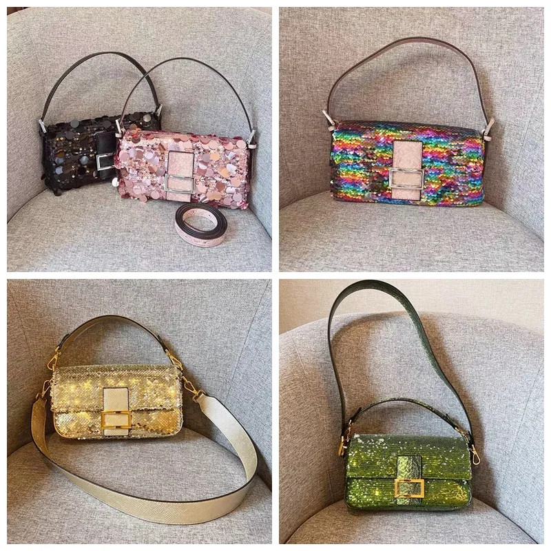 TOTES Shoulder bag Designer Bags Sequins Sequin Fashion Party Handbags Leather PINK Clutch Bag Lu... | DHGate