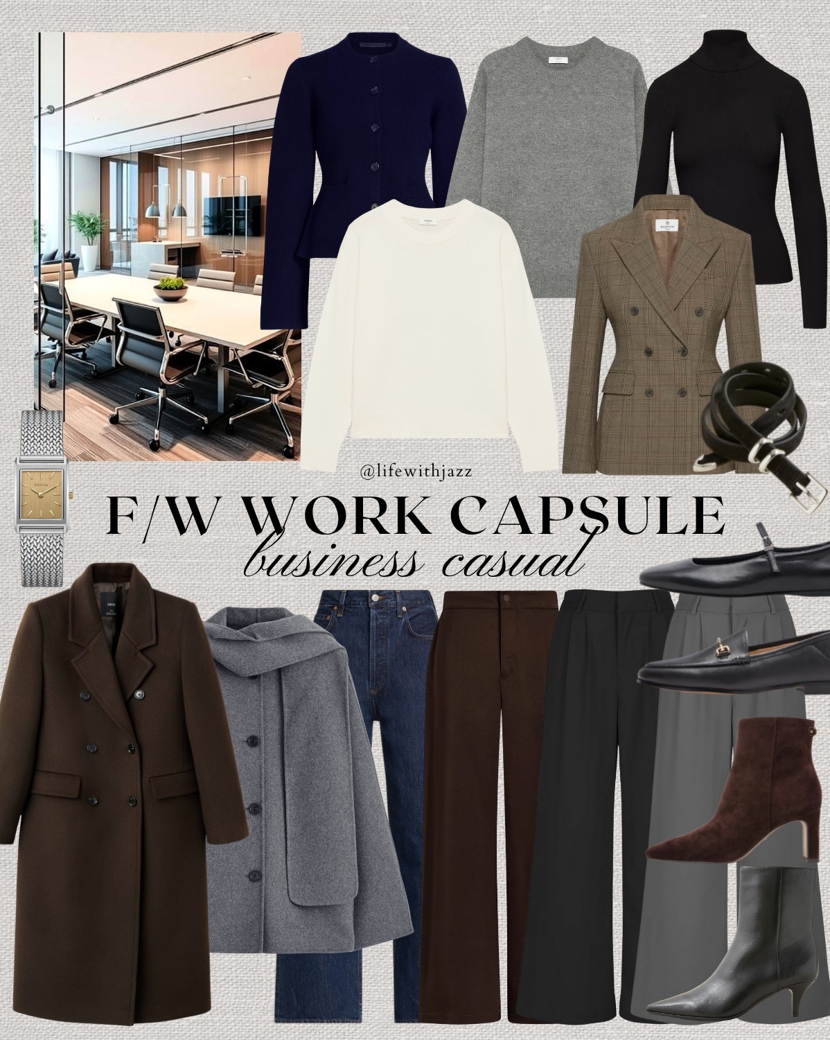 F/w work capsule: business casual 

Fall style / winter style / classic style / work outfits / workwear / office outfits / long coat / short wrap scarf coat / trousers / cashmere sweaters / sweater cardigan / blazer / flats / loafers / boots 

#LTKSeasonal #LTKWorkwear