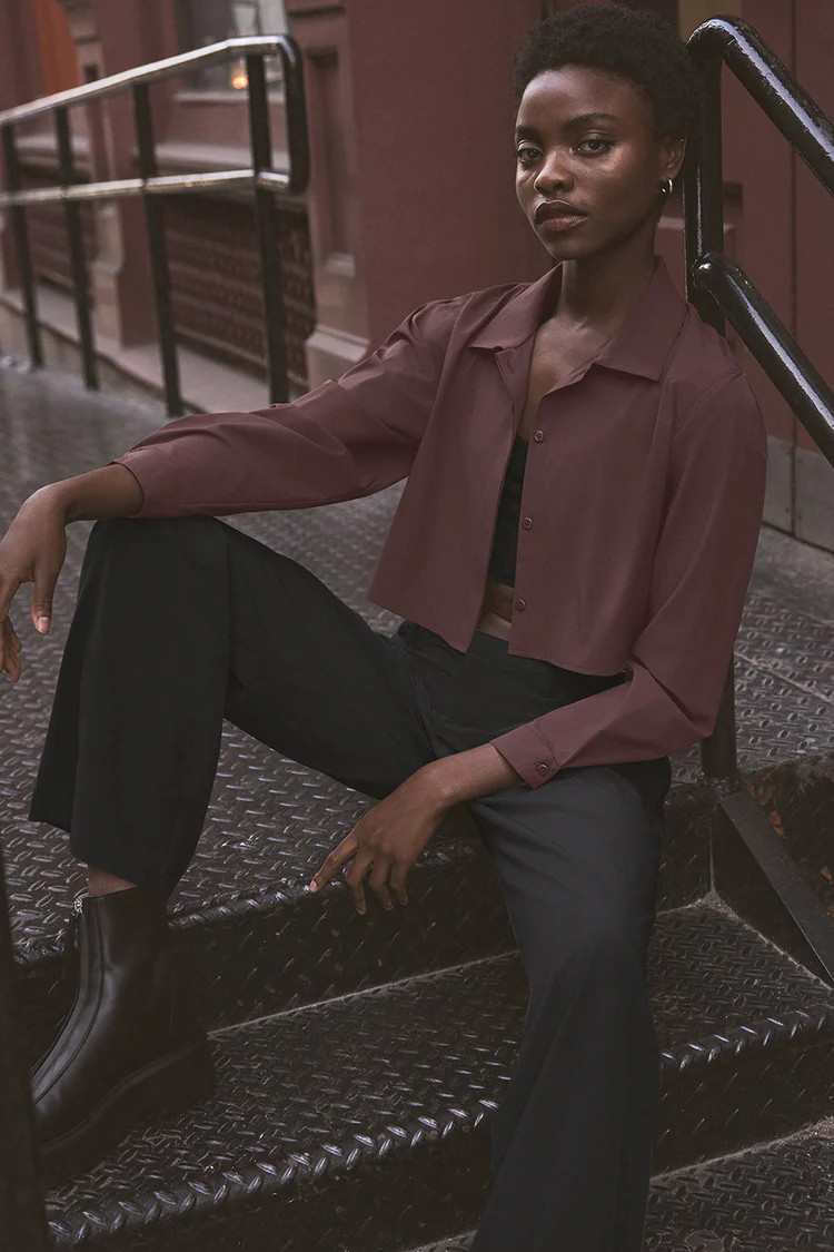 Cropped Take Me Out Button Up | Alo Yoga