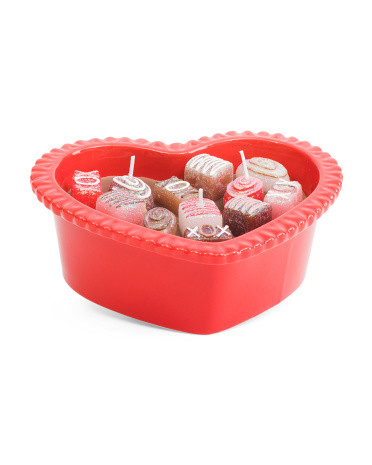 10.95oz Chocolates In Ceramic Heart Dish Candle | TJ Maxx