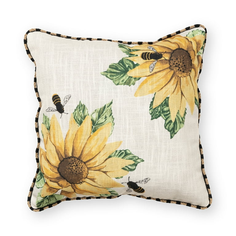 Better Homes & Gardens Sunflower Linen Pillow, 19" x 19", Square | Walmart (US)