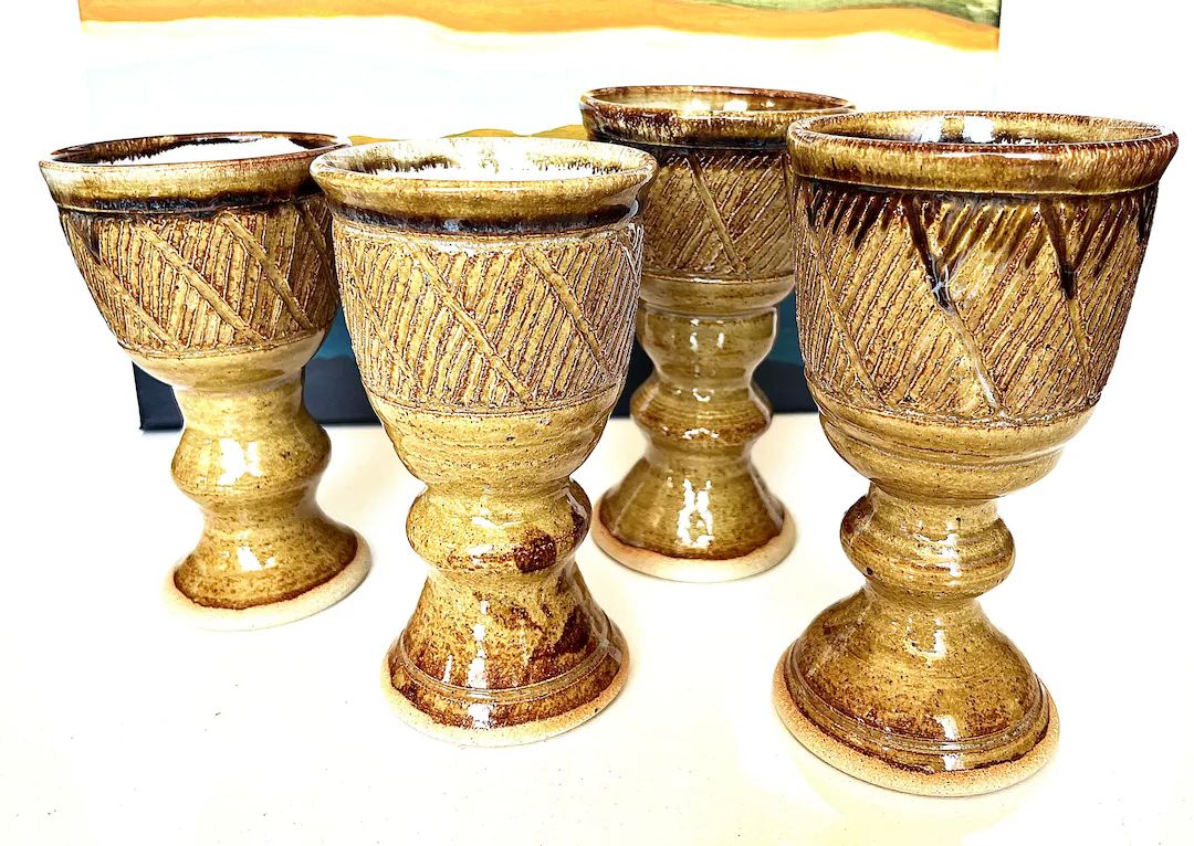 Allan Wilks 2004 studio pottery goblets set of 4 | Etsy (US)