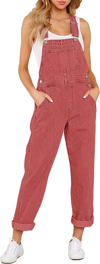 LookbookStore Women's Casual Stretch Denim Bib Overalls Pants Pocketed Jeans Jumpsuits | Amazon (US)
