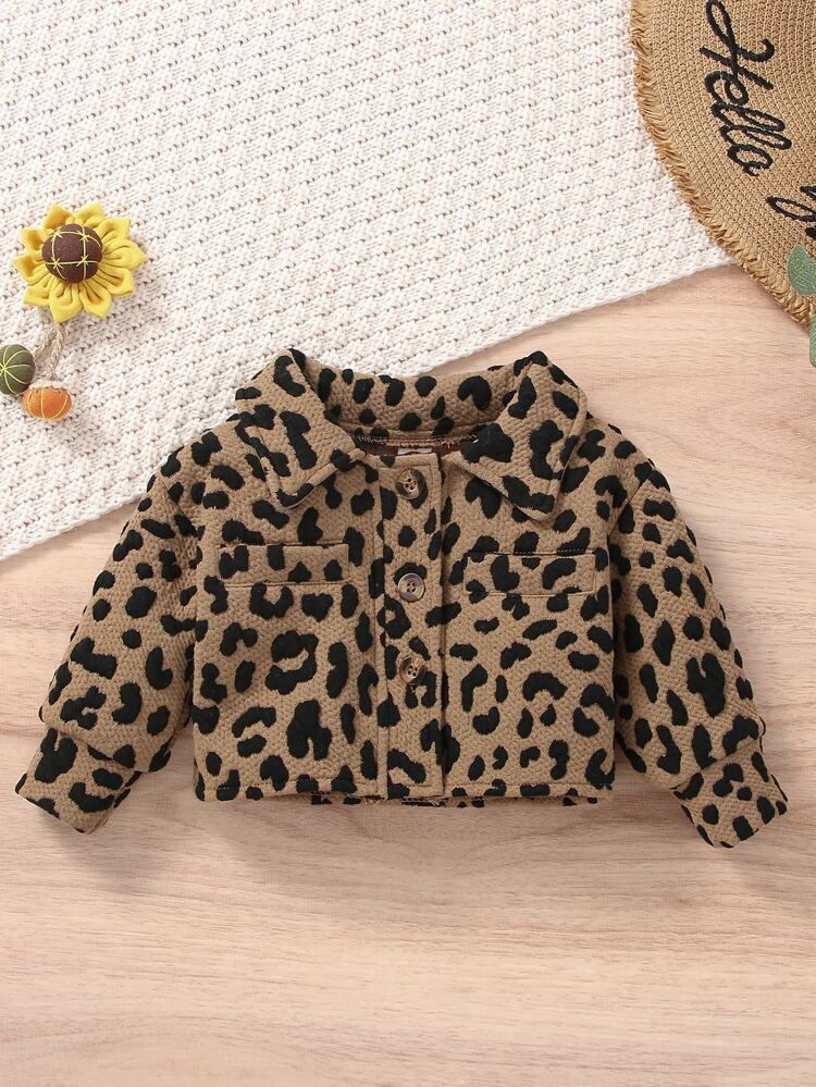 Baby Leopard Print Pocket Detail Jacket | SHEIN