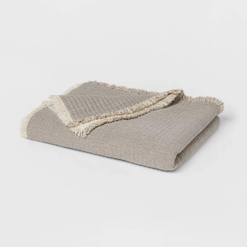 60"x80" Woven Bed Throw Gray - Threshold™ | Target