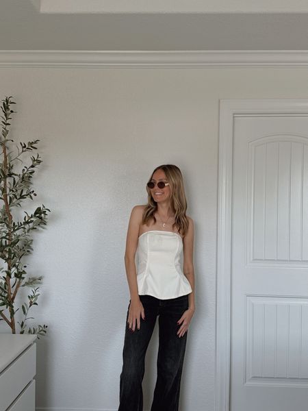 AMAZON OOTD 🫶🏻 amazon fashion, amazon finds, amazon favorites, spring outfit, spring ootd, spring fashion, affordable fashion, everyday style, neutral style, peplum tube top 

#LTKfindsunder100 #LTKfindsunder50