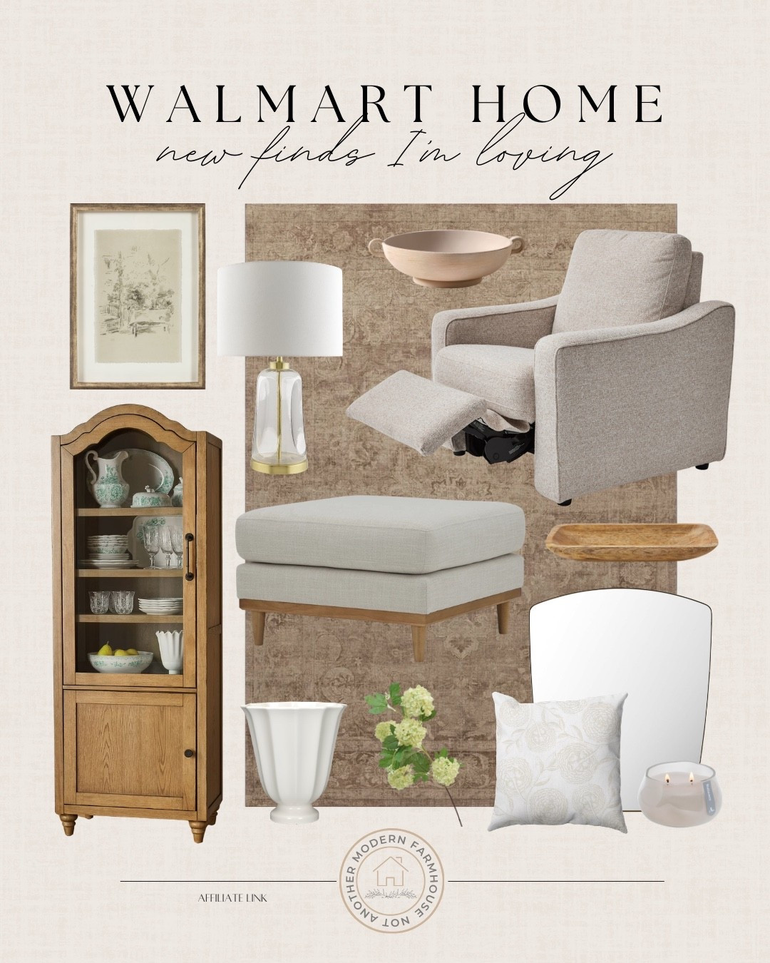 New Walmart home finds I’m loving! 🤍 Soft neutrals & timeless pieces that instantly make a space feel elevated.


Walmart home, traditional decor, neutral living room, accent chair, recliner, ottoman, wood cabinet, table lamp, framed art, decorative tray, throw pillow, area rug, cozy home, classic style, affordable furniture, living room refresh, warm neutrals, home styling, designer look for less, curated home. 

 #LTKHome