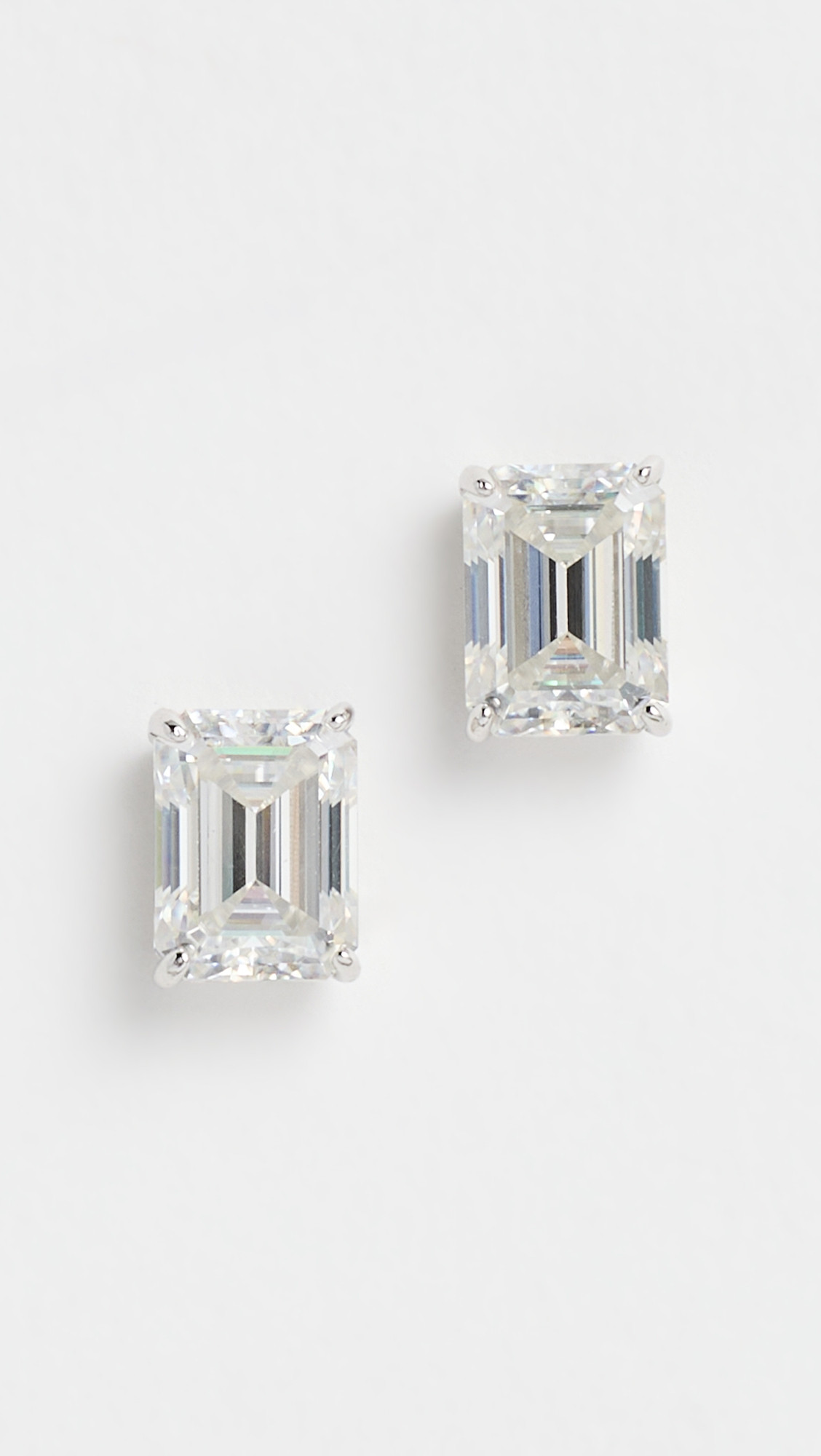 TTR Emerald Cut Lab Grown Studs White Gold One Size | Shopbop