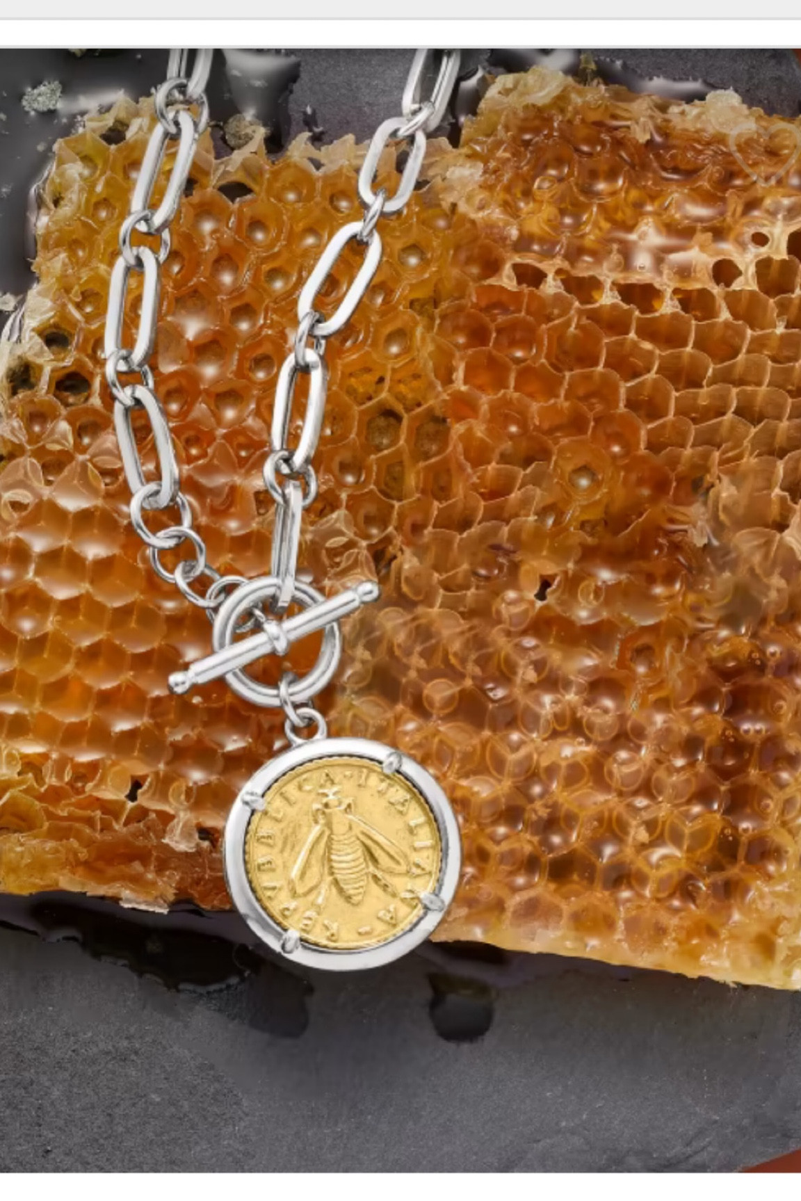 Queen Bee! Paperclip style silver chain and toggle clasp~ love this replica Italian lira coin necklace! Happy birthday to me! 
#necklace #Italian #bee #coin #lira #pyrrah #rosssimon #jewelry #silver #medallion 

#LTKGiftGuide #LTKworkwear