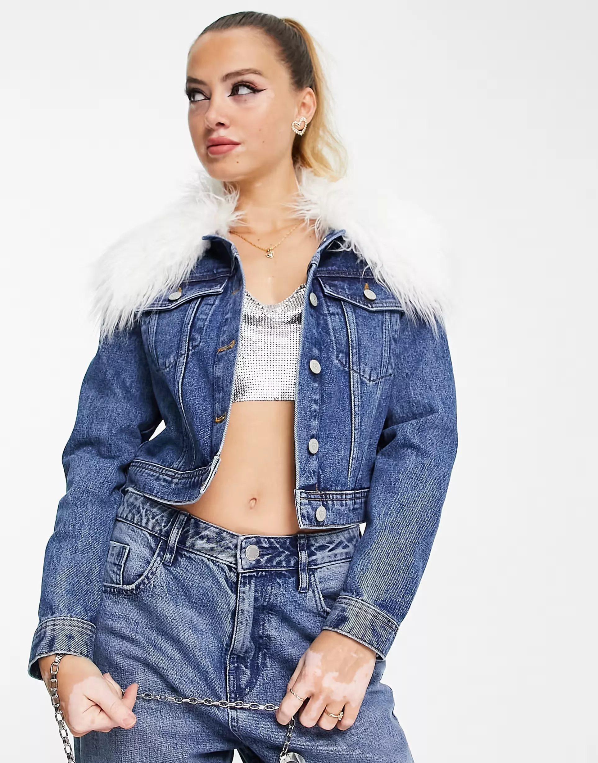 Lined Borg-collar Denim Jacket curated on LTK