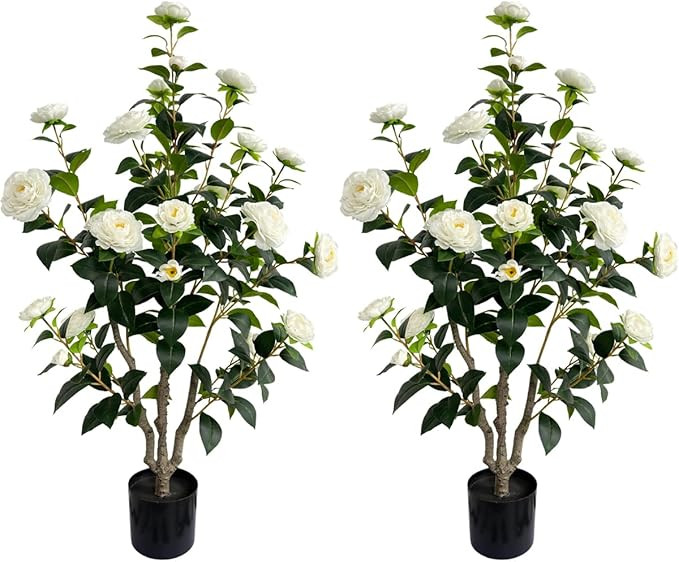 Artificial Camellia Tree 3.4ft Fake Trees pseudophyte (2, White) | Amazon (US)