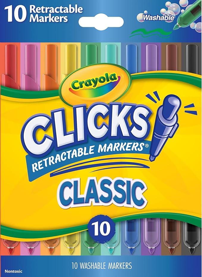 Crayola Clicks Retractable Tip Markers (10ct), Stocking Stuffers for Kids & Toddlers, Cone Tip Wa... | Amazon (US)